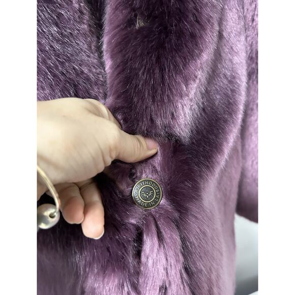 SpiritHoods RARE Dark Purple Faux Fur Coat Jacket Long Size Small Womens - Picture 4 of 10